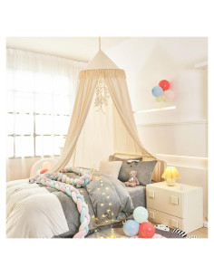Dosel para Cama de Niños Mengersi Marfil con Borlas 240 cm