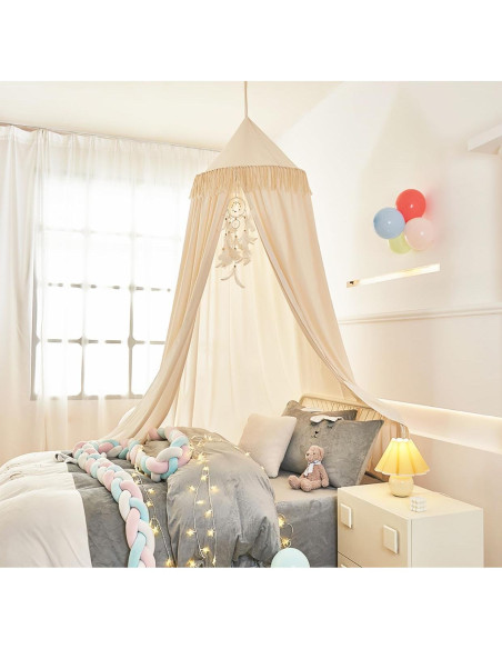Dosel para Cama de Niños Mengersi Marfil con Borlas 240 cm Dosel para Cama de Niños Mengersi Marfil con Borlas 240 cm
