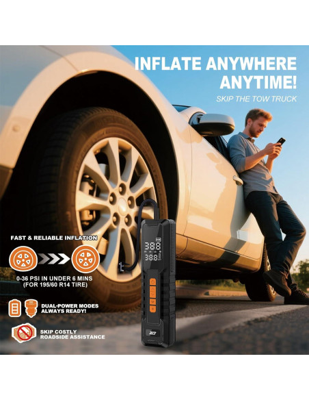Compresor de Aire Portátil MLDMNHA 150PSI Batería 6000mAh Compresor de Aire Portátil MLDMNHA 150PSI Batería 6000mAh