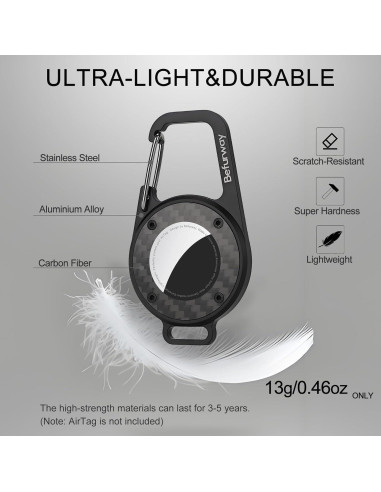 Soporte de AirTag Befurway con llavero de metal y cuero negro