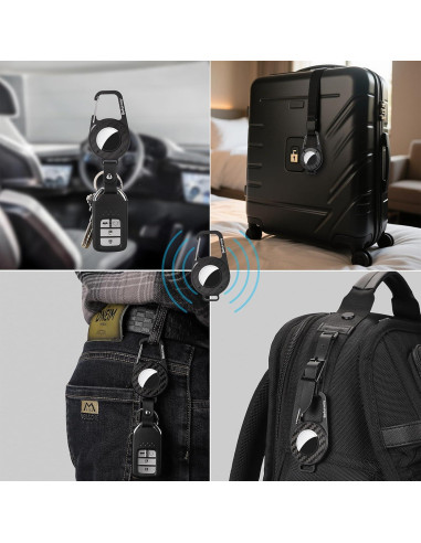 Soporte de AirTag Befurway con llavero de metal y cuero negro