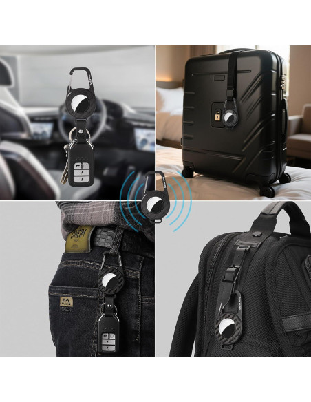 Soporte de AirTag Befurway con llavero de metal y cuero negro Soporte de AirTag Befurway con llavero de metal y cuero negro