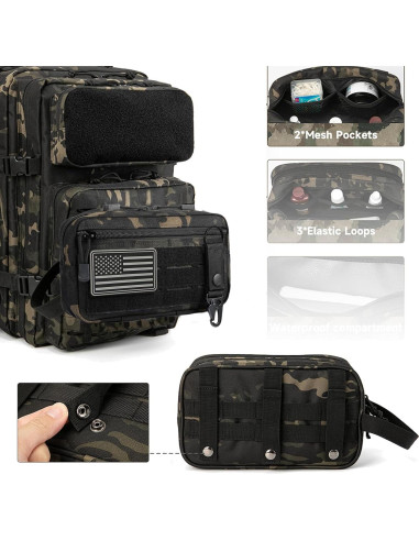 Bolsa Molle Táctica BXBXHD Camuflaje Negro 22.1x13x7 cm