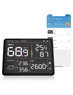 Monitor de Calidad del Aire Temtop M100 8-en-1 PM2.5 CO2 T&H