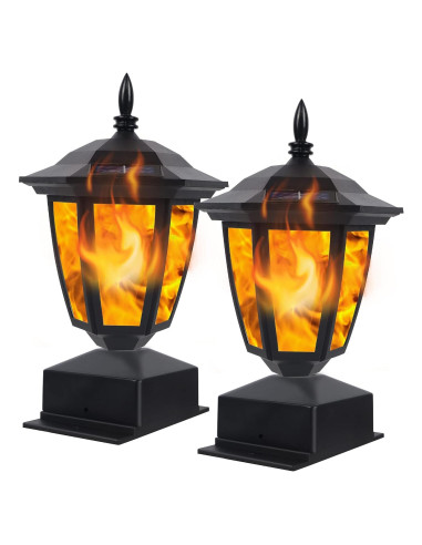 Luces de Poste Solar de Llama Dynaming - 2 Paquete LED 14x14 cm