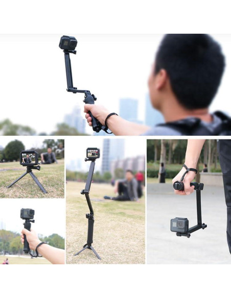 Trípode Plegable 3 Vías Ajustable para Selfie GoPro y DJI Trípode Plegable 3 Vías Ajustable para Selfie GoPro y DJI