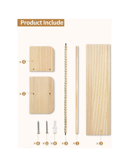 Estantes Flotantes de Madera Natural Maxpeuvon - Juego de 3 Estantes Flotantes de Madera Natural Maxpeuvon - Juego de 3