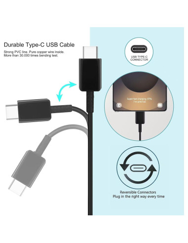 Cargador Rápido Tipo C USB para Galaxy Buds Pro y FE 1m