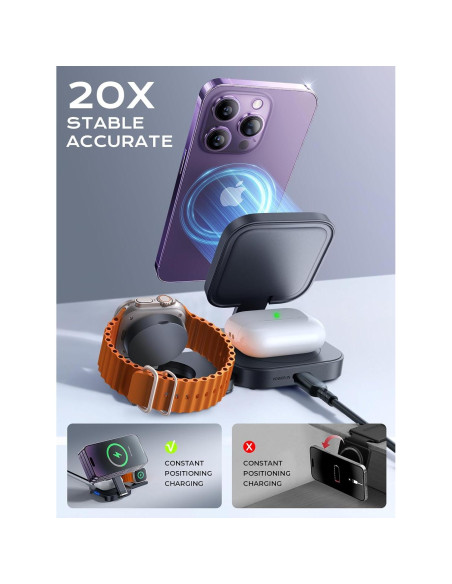 Estación de Carga Inalámbrica 3 en 1 LISEN para Apple - Negro Estación de Carga Inalámbrica 3 en 1 LISEN para Apple - Negro