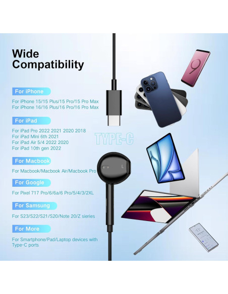 Auriculares USB C Dongguan YB 17 para iPhone y Android Auriculares USB C Dongguan YB 17 para iPhone y Android