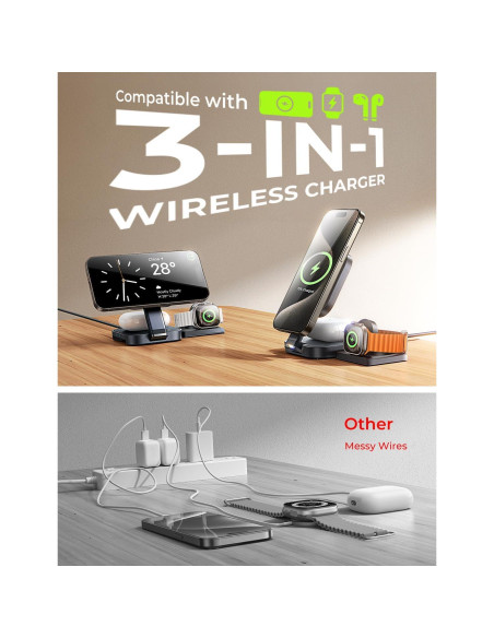 Estación de Carga Inalámbrica 3 en 1 LISEN para Apple - Negro Estación de Carga Inalámbrica 3 en 1 LISEN para Apple - Negro
