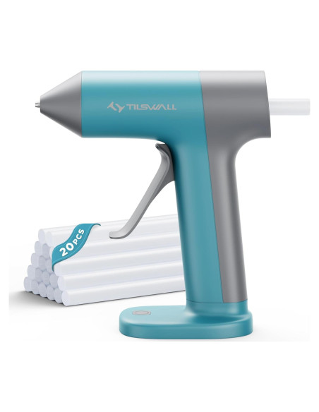 Pistola de Pegamento Caliente Inalámbrica Tilswall Azul 15W Pistola de Pegamento Caliente Inalámbrica Tilswall Azul 15W