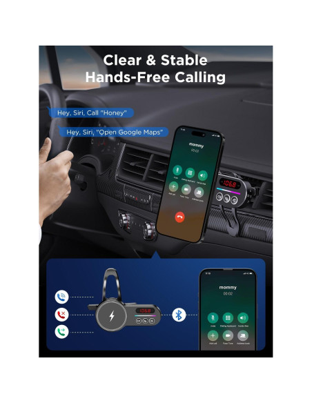 Transmisor FM Bluetooth MagSafe Magift con Cargador 15W Transmisor FM Bluetooth MagSafe Magift con Cargador 15W