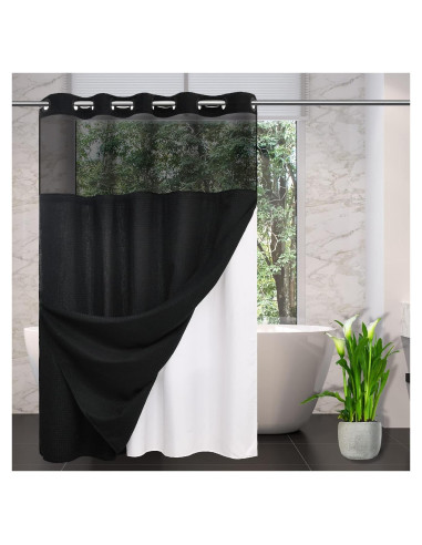 Cortina de Ducha CYPL 71x74cm Negra Impermeable con Forro