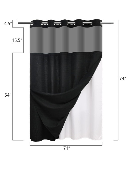 Cortina de Ducha CYPL 71x74cm Negra Impermeable con Forro Cortina de Ducha CYPL 71x74cm Negra Impermeable con Forro