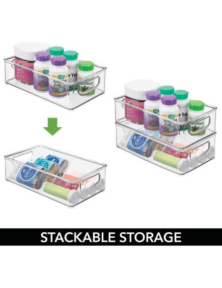 Caja de Almacenamiento Apilable mDesign 25.4x15.2 cm Transparente Caja de Almacenamiento Apilable mDesign 25.4x15.2 cm Transparente