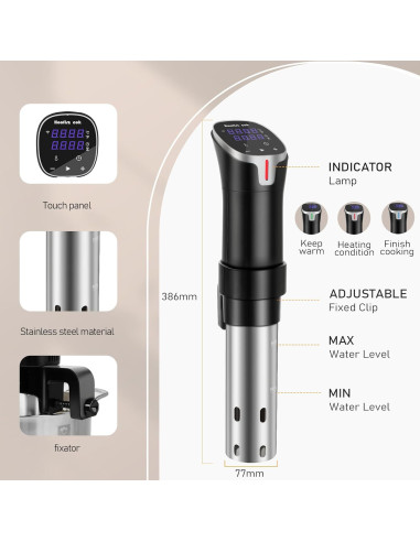 Cocedor Sous Vide Hooflszcok 1100W con Control APP y Pantalla Táctil