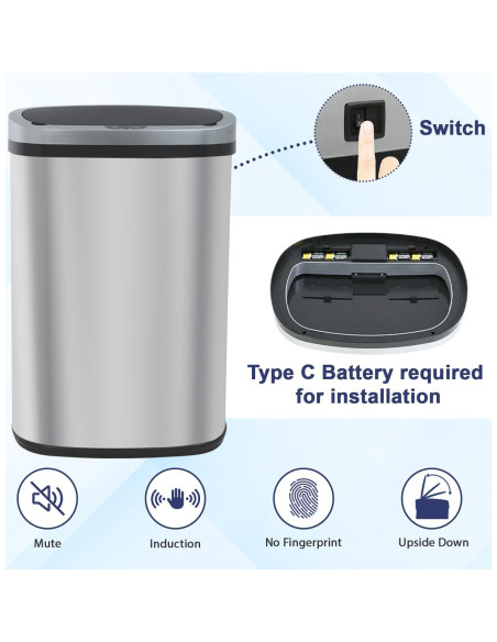 Cubo de Basura Automático NChanmar 50L Acero Inoxidable Cubo de Basura Automático NChanmar 50L Acero Inoxidable