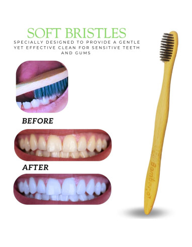 Cepillo de Dientes de Bambú 10 Pack - Cerdas de Carbón Activado