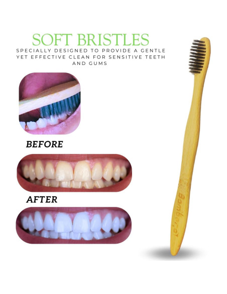 Cepillo de Dientes de Bambú 10 Pack - Cerdas de Carbón Activado Cepillo de Dientes de Bambú 10 Pack - Cerdas de Carbón Activado