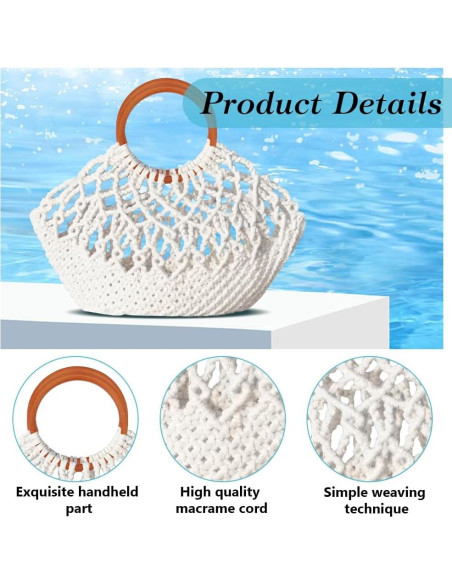 Kit de Bolsa de Macramé ACRNIGHEET DIY Blanco para Principiantes Kit de Bolsa de Macramé ACRNIGHEET DIY Blanco para Principiantes