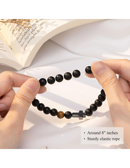 Pulsera Cruz para Hombres ORISPRE - Piedra Natural 20 cm Pulsera Cruz para Hombres ORISPRE - Piedra Natural 20 cm