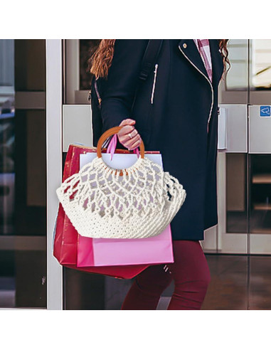 Kit de Bolsa de Macramé ACRNIGHEET DIY Blanco para Principiantes