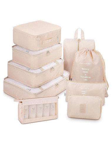 Mossio 9 Set Cubos de Embalaje y Bolsas de Viaje - Beige