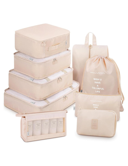 Mossio 9 Set Cubos de Embalaje y Bolsas de Viaje - Beige Mossio 9 Set Cubos de Embalaje y Bolsas de Viaje - Beige