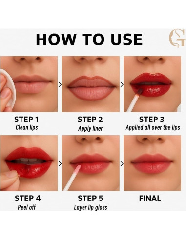 Tinte para Labios Peel Off GOERTI - 3 Colores Mate Larga Duración