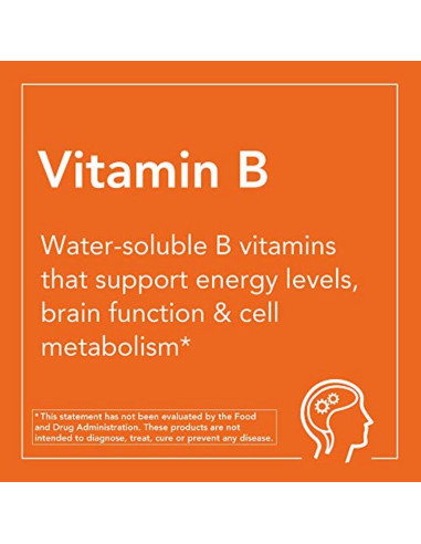 NOW Vitamina B-100 Vegana 250 Cápsulas - Energía y Nervios