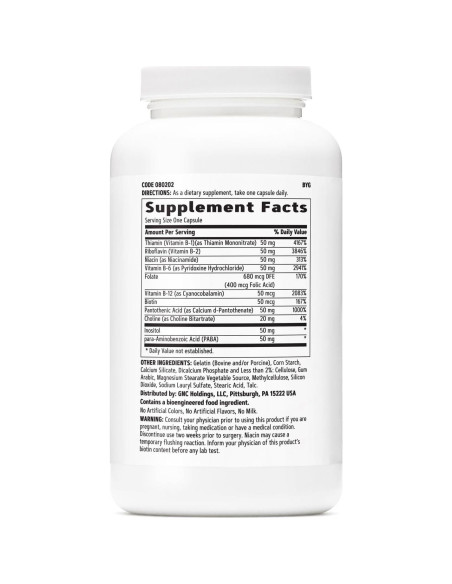 GNC B-Complejo 50 - 180 Cápsulas - Energía y Metabolismo GNC B-Complejo 50 - 180 Cápsulas - Energía y Metabolismo