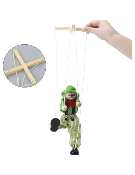 Marioneta de Mano Payaso BXT de Madera 24cm Verde Marioneta de Mano Payaso BXT de Madera 24cm Verde