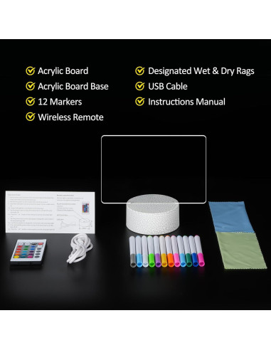Tablero de Borrado en Seco LED Glowmo - Acrílico Transparente