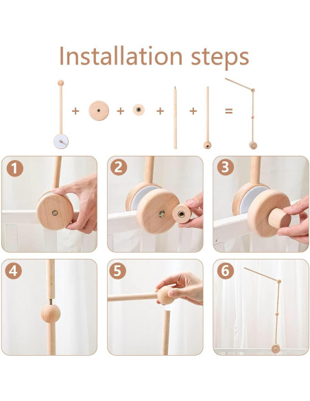 Soporte de Móvil para Cuna de Bebé de Madera con Música Soporte de Móvil para Cuna de Bebé de Madera con Música