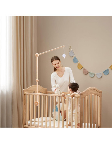 Soporte de Móvil para Cuna de Bebé de Madera con Música