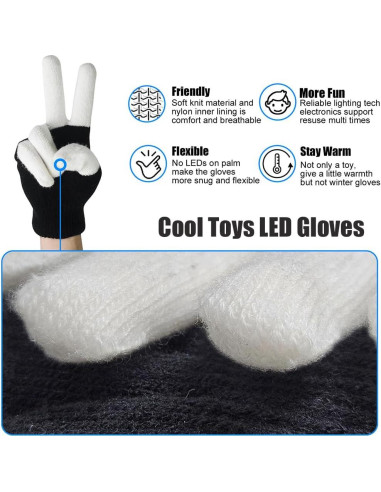 Guantes LED Luwint Iluminados para Fiestas - 6 Modos, 3 Colores