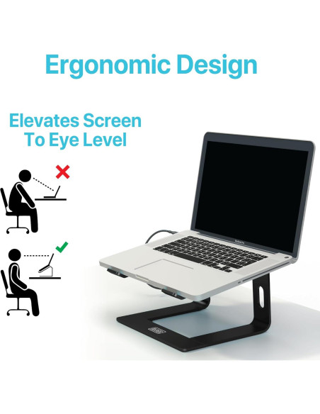 Soporte Ergonómico para Laptop BLACK+DECKER, Aluminio Negro Soporte Ergonómico para Laptop BLACK+DECKER, Aluminio Negro
