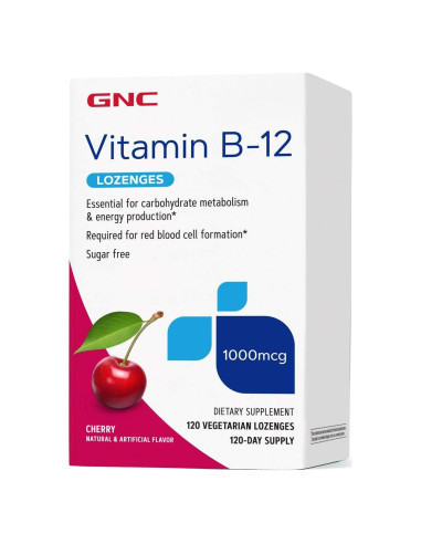 GNC Vitamina B-12 1000mcg Cereza 120 Pastillas Energía