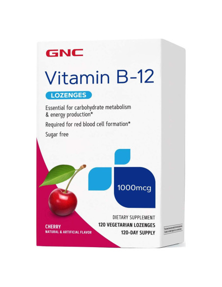 GNC Vitamina B-12 1000mcg Cereza 120 Pastillas Energía GNC Vitamina B-12 1000mcg Cereza 120 Pastillas Energía