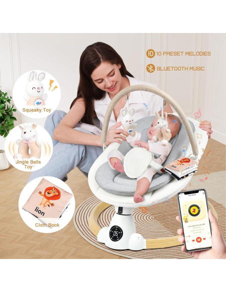 Columpio Eléctrico para Bebés Uuoeebb con Bluetooth y 5 Velocidades Columpio Eléctrico para Bebés Uuoeebb con Bluetooth y 5 Velocidades