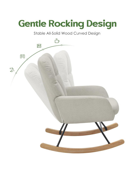 Silla Mecedora AYEASY RC016 Beige para Lactancia y Relax Silla Mecedora AYEASY RC016 Beige para Lactancia y Relax