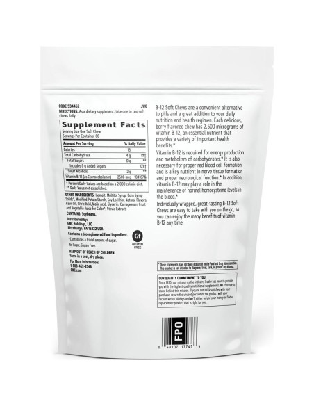 Suplemento de Vitamina B12 GNC 2500mcg 60 Masticables Suplemento de Vitamina B12 GNC 2500mcg 60 Masticables