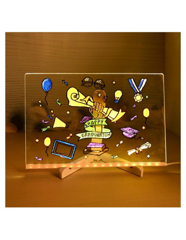 Tablero de Mensajes LED NQUANEQ 30x20 cm con Marcadores
