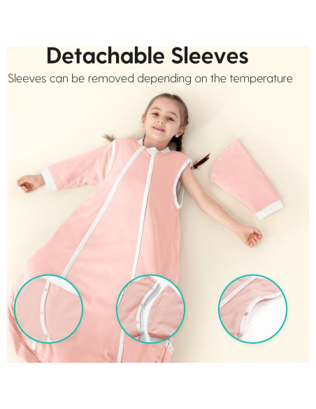 Saco de Sueño Termostático 100% Algodón Rosa 6-12 Meses TOG 2.5 Saco de Sueño Termostático 100% Algodón Rosa 6-12 Meses TOG 2.5