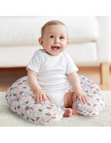 Cojín de Lactancia The Peanutshell Magnolia - Floral, Suave y Lavable