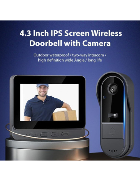 Timbre Inalámbrico Swokely con Cámara 1080P y Pantalla 4.3" Timbre Inalámbrico Swokely con Cámara 1080P y Pantalla 4.3"