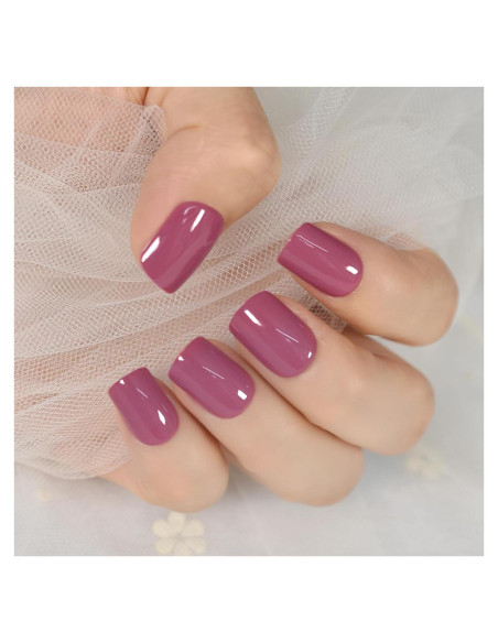 Uñas Postizas Cortas Cuadradas Brillantes Elevenail - 24 Piezas Uñas Postizas Cortas Cuadradas Brillantes Elevenail - 24 Piezas