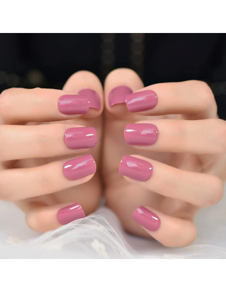 Uñas Postizas Cortas Cuadradas Brillantes Elevenail - 24 Piezas Uñas Postizas Cortas Cuadradas Brillantes Elevenail - 24 Piezas
