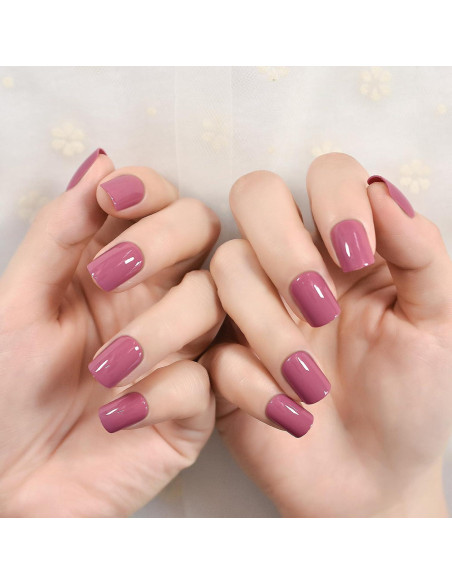Uñas Postizas Cortas Cuadradas Brillantes Elevenail - 24 Piezas Uñas Postizas Cortas Cuadradas Brillantes Elevenail - 24 Piezas